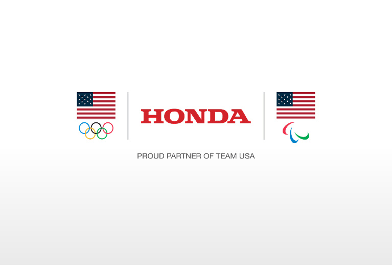 Logos of Honda and the Olympics on white background