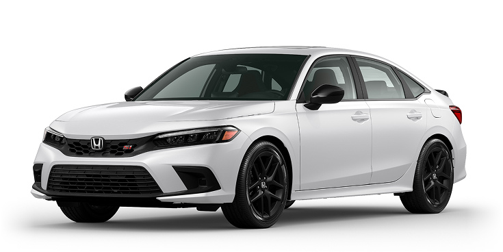 2022 Civic Si 3/4 front view in Platinum White Pearl.