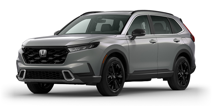2026 CR-V Sport Touring Hybrid 3/4 front view in Urban Gray Pearl.
