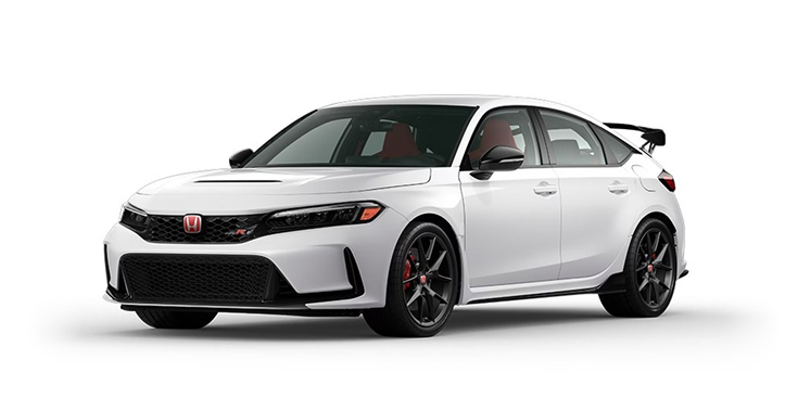 2025 Civic Type R 3/4 front view in Championship White.